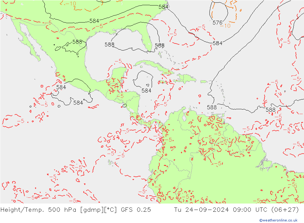 Z500/Regen(+SLP)/Z850 GFS 0.25 di 24.09.2024 09 UTC