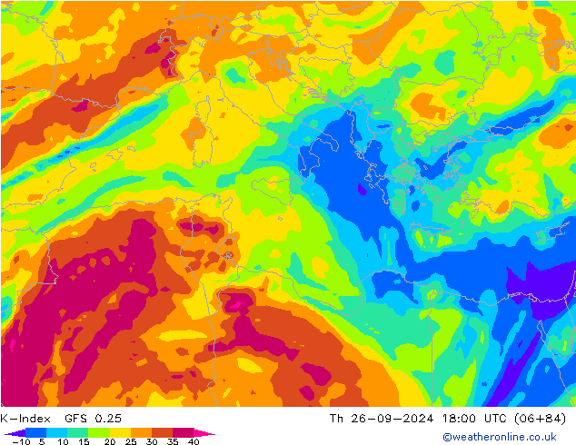 K-Index GFS 0.25 Th 26.09.2024 18 UTC