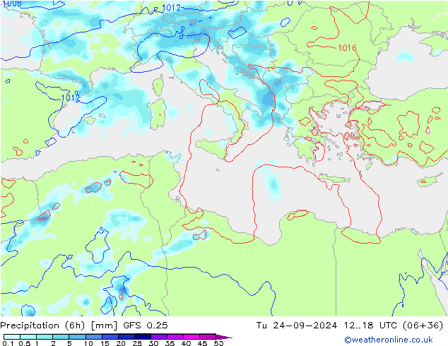 Z500/Rain (+SLP)/Z850 GFS 0.25 mar 24.09.2024 18 UTC