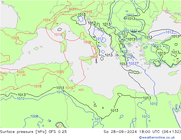 pressão do solo GFS 0.25 Sáb 28.09.2024 18 UTC