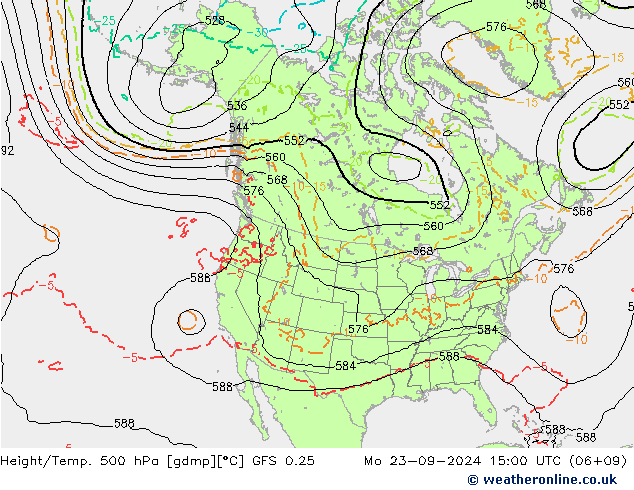 Z500/Regen(+SLP)/Z850 GFS 0.25 ma 23.09.2024 15 UTC