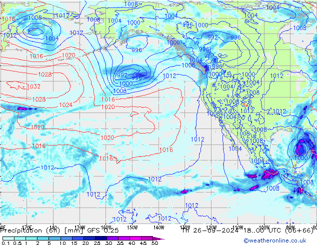 Z500/Regen(+SLP)/Z850 GFS 0.25 do 26.09.2024 00 UTC