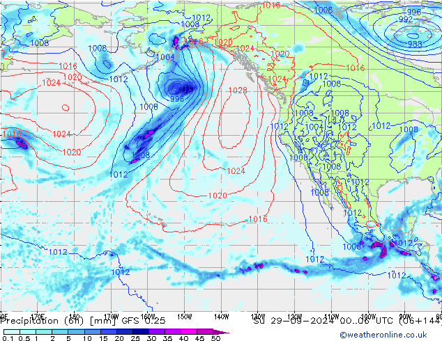 Z500/Rain (+SLP)/Z850 GFS 0.25 Вс 29.09.2024 06 UTC