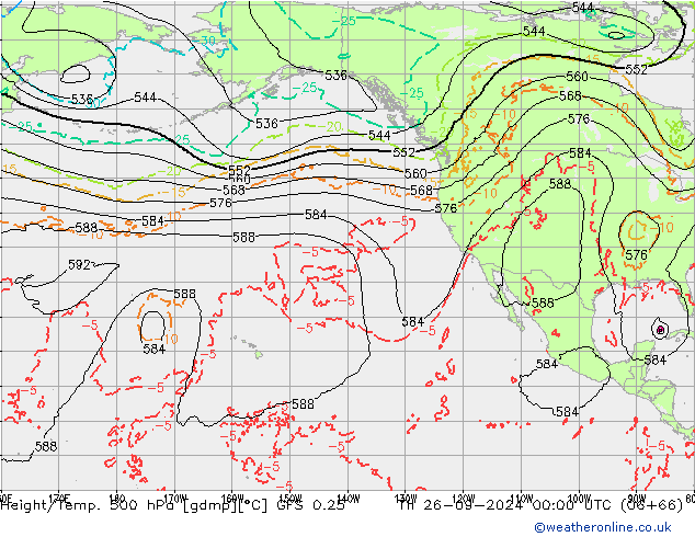 Z500/Rain (+SLP)/Z850 GFS 0.25 Qui 26.09.2024 00 UTC