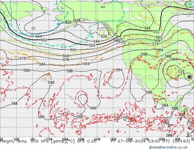 Z500/Regen(+SLP)/Z850 GFS 0.25 vr 27.09.2024 03 UTC