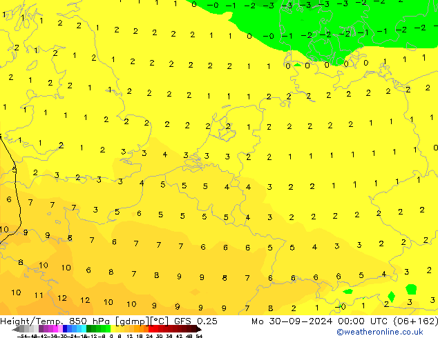 Z500/Rain (+SLP)/Z850 GFS 0.25 Mo 30.09.2024 00 UTC