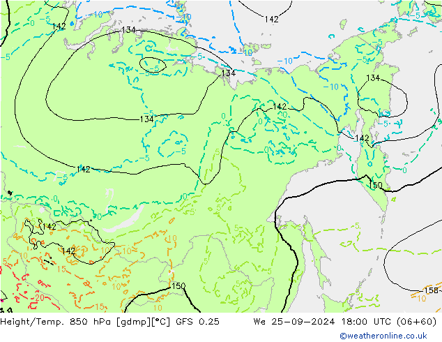 Z500/Rain (+SLP)/Z850 GFS 0.25 We 25.09.2024 18 UTC