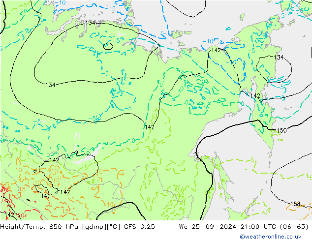 Z500/Regen(+SLP)/Z850 GFS 0.25 wo 25.09.2024 21 UTC