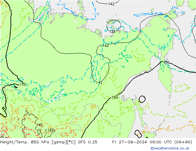 Z500/Rain (+SLP)/Z850 GFS 0.25 Sex 27.09.2024 06 UTC