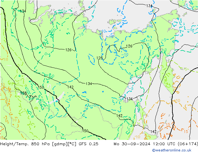 Z500/Rain (+SLP)/Z850 GFS 0.25 pon. 30.09.2024 12 UTC