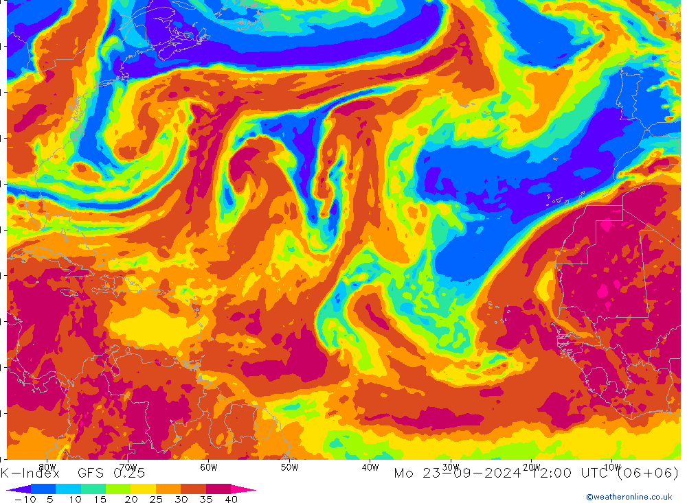 K-Index GFS 0.25 Mo 23.09.2024 12 UTC