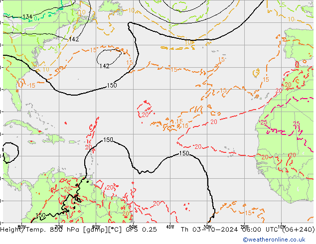 Z500/Rain (+SLP)/Z850 GFS 0.25 Th 03.10.2024 06 UTC