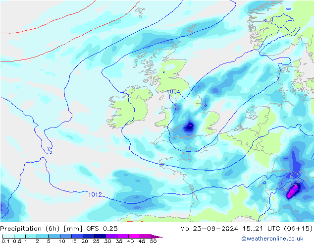 Z500/Regen(+SLP)/Z850 GFS 0.25 ma 23.09.2024 21 UTC