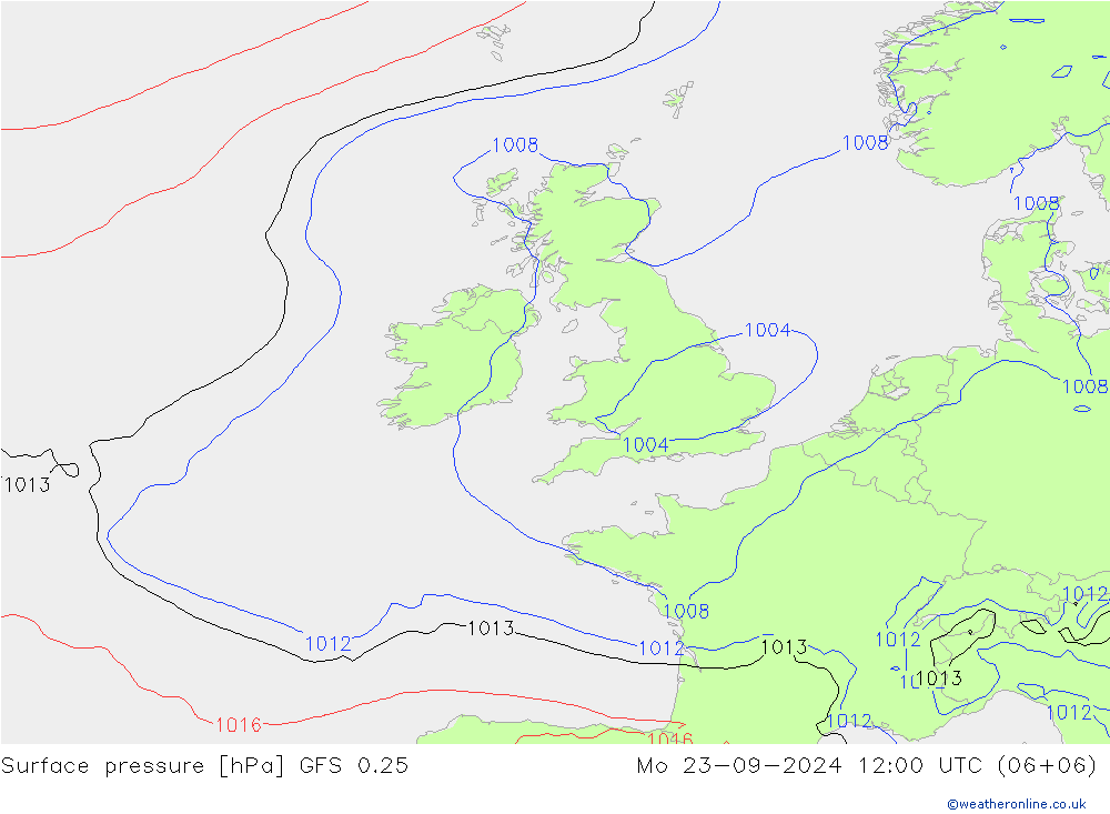 GFS 0.25: Pzt 23.09.2024 12 UTC