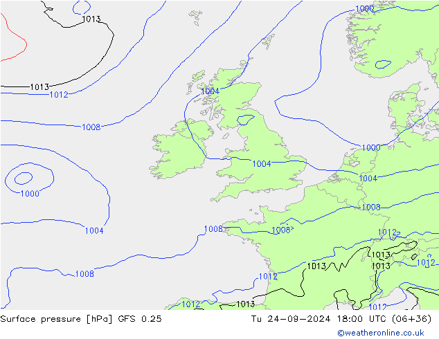 GFS 0.25: wto. 24.09.2024 18 UTC