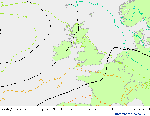 Z500/Rain (+SLP)/Z850 GFS 0.25 Sa 05.10.2024 06 UTC