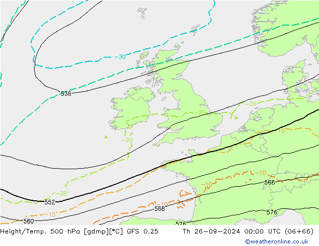 Z500/Rain (+SLP)/Z850 GFS 0.25 Qui 26.09.2024 00 UTC