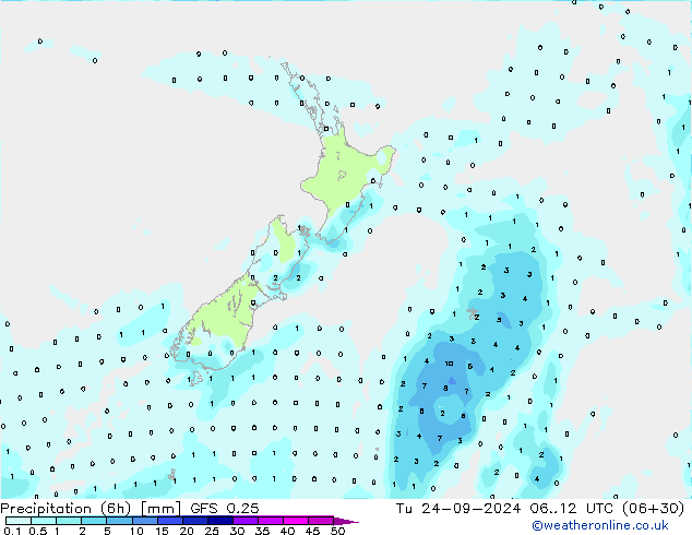 Z500/Rain (+SLP)/Z850 GFS 0.25 Tu 24.09.2024 12 UTC