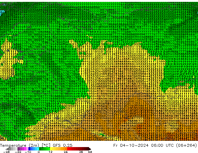 карта температуры GFS 0.25 пт 04.10.2024 06 UTC