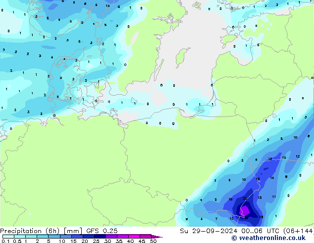 Z500/Yağmur (+YB)/Z850 GFS 0.25 Paz 29.09.2024 06 UTC