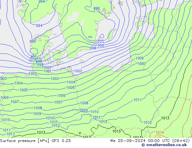 GFS 0.25: Qua 25.09.2024 00 UTC