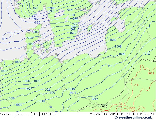 GFS 0.25: śro. 25.09.2024 12 UTC