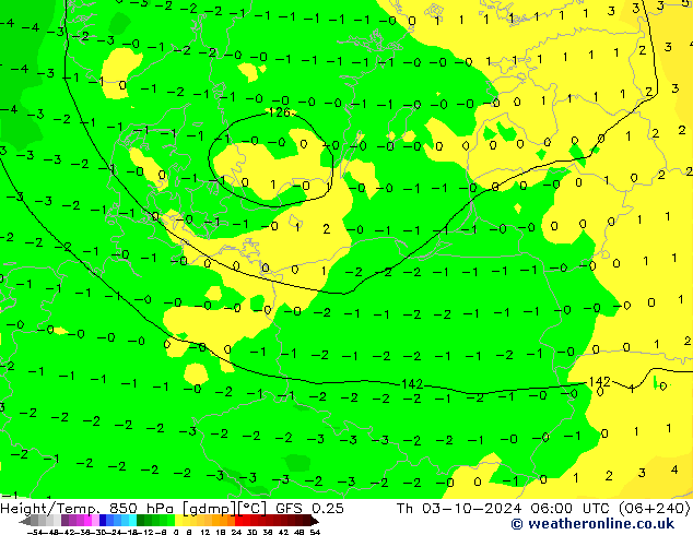 Z500/Rain (+SLP)/Z850 GFS 0.25 jue 03.10.2024 06 UTC