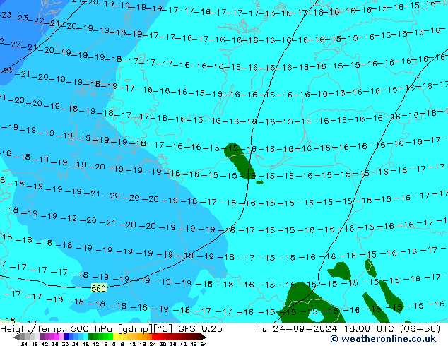 Z500/Regen(+SLP)/Z850 GFS 0.25 di 24.09.2024 18 UTC