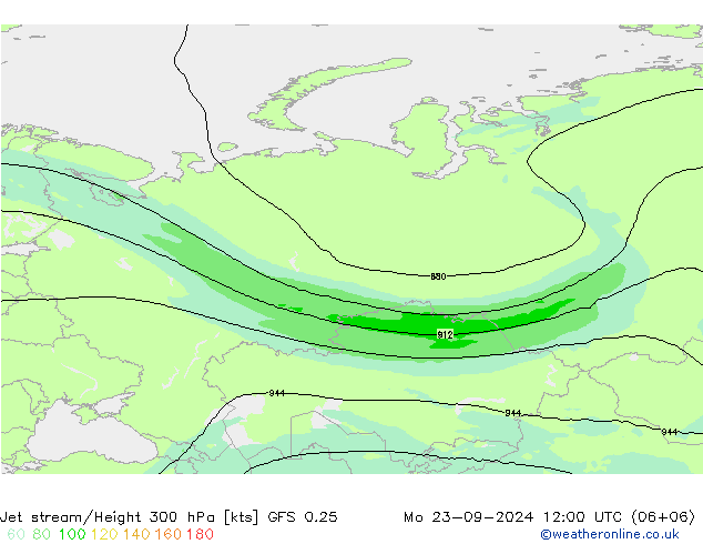 Courant-jet GFS 0.25 lun 23.09.2024 12 UTC