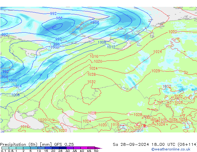 Z500/Rain (+SLP)/Z850 GFS 0.25 Sa 28.09.2024 00 UTC