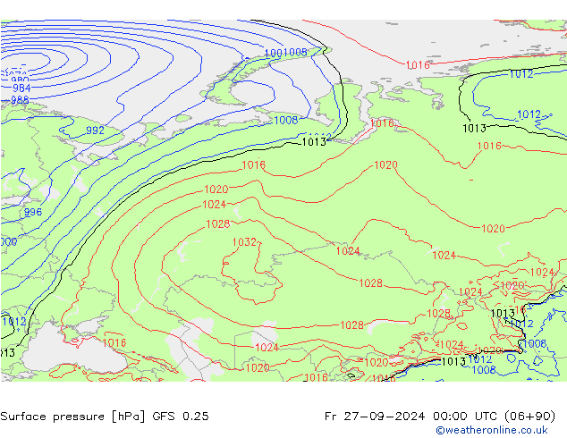 GFS 0.25: Pá 27.09.2024 00 UTC