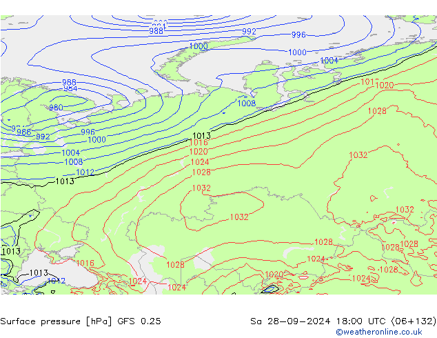 GFS 0.25: so. 28.09.2024 18 UTC