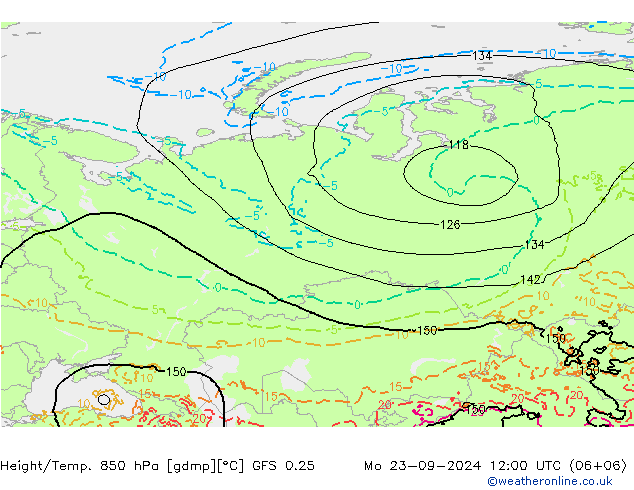 Z500/Rain (+SLP)/Z850 GFS 0.25  23.09.2024 12 UTC