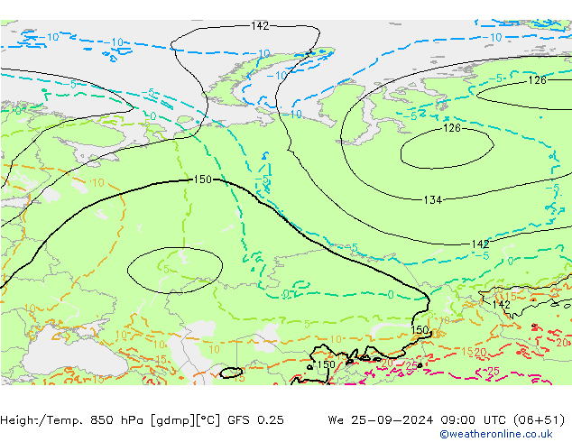 Z500/Regen(+SLP)/Z850 GFS 0.25 wo 25.09.2024 09 UTC