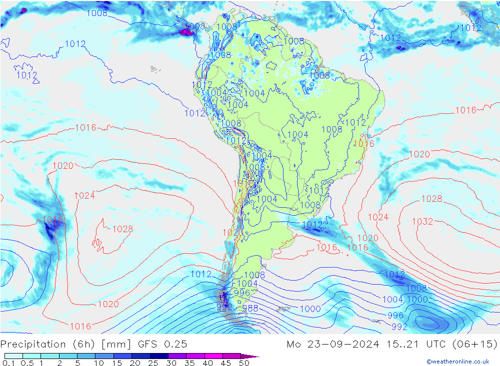 Z500/Rain (+SLP)/Z850 GFS 0.25 Mo 23.09.2024 21 UTC