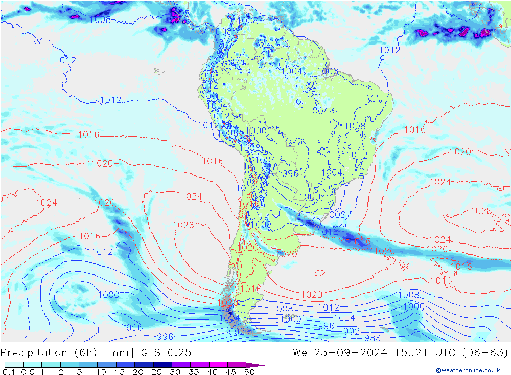 Z500/Rain (+SLP)/Z850 GFS 0.25  25.09.2024 21 UTC