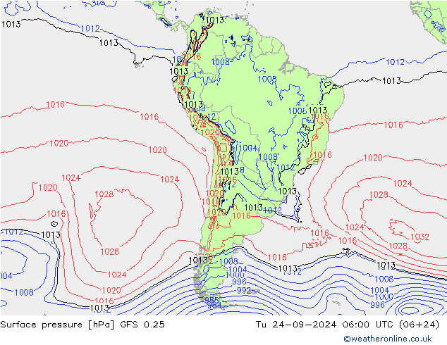 GFS 0.25: Út 24.09.2024 06 UTC