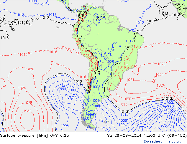 GFS 0.25: Paz 29.09.2024 12 UTC