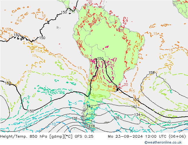 Z500/Rain (+SLP)/Z850 GFS 0.25 lun 23.09.2024 12 UTC