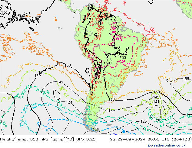 Z500/Rain (+SLP)/Z850 GFS 0.25 Dom 29.09.2024 00 UTC