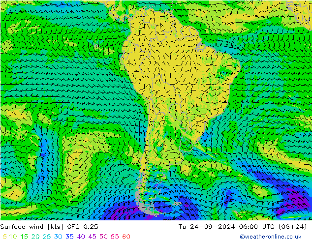 Vent 10 m GFS 0.25 mar 24.09.2024 06 UTC