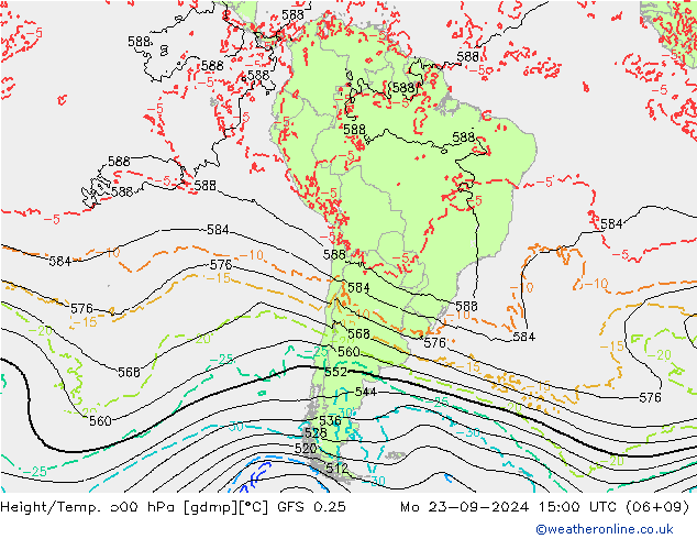 Z500/Rain (+SLP)/Z850 GFS 0.25 lun 23.09.2024 15 UTC