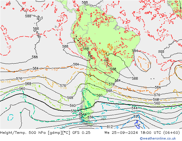 Z500/Rain (+SLP)/Z850 GFS 0.25 ср 25.09.2024 18 UTC