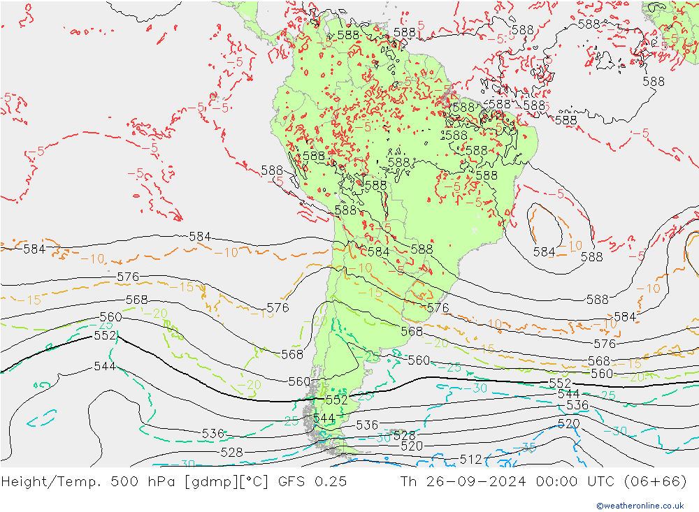 Z500/Rain (+SLP)/Z850 GFS 0.25 jeu 26.09.2024 00 UTC