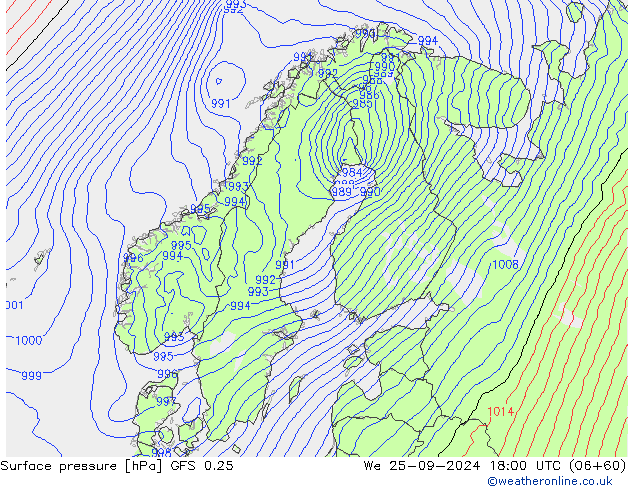 pression de l'air GFS 0.25 mer 25.09.2024 18 UTC