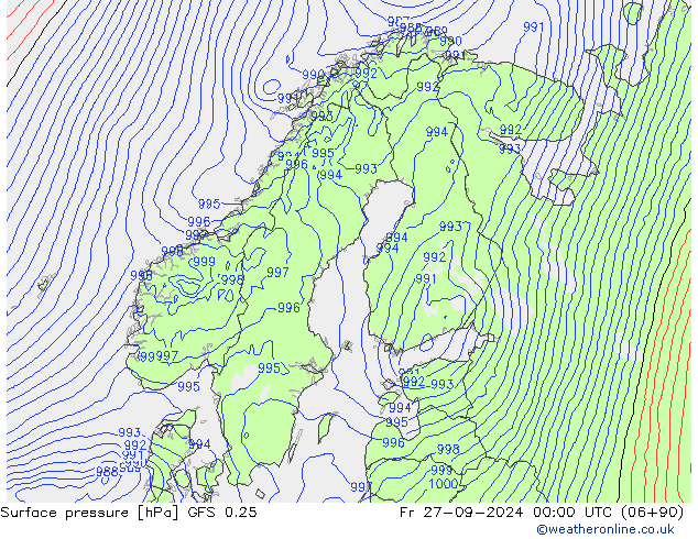 GFS 0.25: ven 27.09.2024 00 UTC