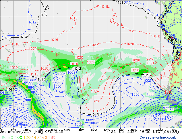 Straalstroom/SLP GFS 0.25 do 26.09.2024 18 UTC