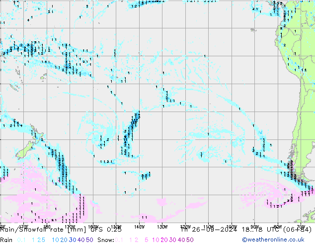 Rain/Snowfall rate GFS 0.25 czw. 26.09.2024 18 UTC