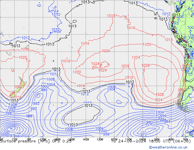 Surface pressure GFS 0.25 Tu 24.09.2024 18 UTC