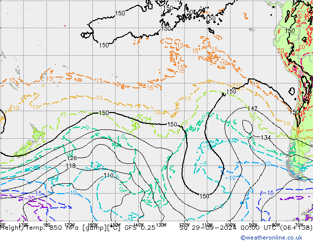 Z500/Rain (+SLP)/Z850 GFS 0.25 dom 29.09.2024 00 UTC